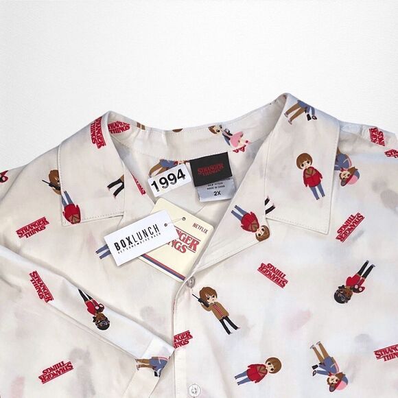 Stranger Things Mens 2X‎ Netflix Hopper Short Sleeve White Shirt Button Down - Picture 2 of 11